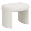 Benjara Max Ottoman Footstool with Saddle Seat- Cream White Boucle- 24 Inch