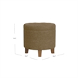 Benjara Wes Round Storage Ottoman- Mocha Brown Velvet- Hardwood- 19 Inch