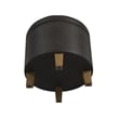Benjara Wes Round Storage Ottoman- Black Faux Leather- Hardwood- 19 Inch