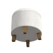 Benjara Wes Round Storage Ottoman- Cream Woven Fabric- Hardwood- 19 Inch