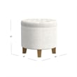Benjara Wes Round Storage Ottoman- Cream Woven Fabric- Hardwood- 19 Inch