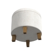 Benjara Wes Round Storage Ottoman- Cream Woven Fabric- Hardwood- 19 Inch