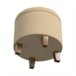 Benjara Wes Round Storage Ottoman- Tan Brown Woven Fabric- Hardwood- 19 Inch