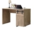 Benjara Fior Home Writing Desk- 47 Inch- Hazelnut Brown Wood- Faux Barn Door