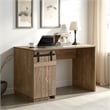 Benjara Fior Home Writing Desk- 47 Inch- Hazelnut Brown Wood- Faux Barn Door