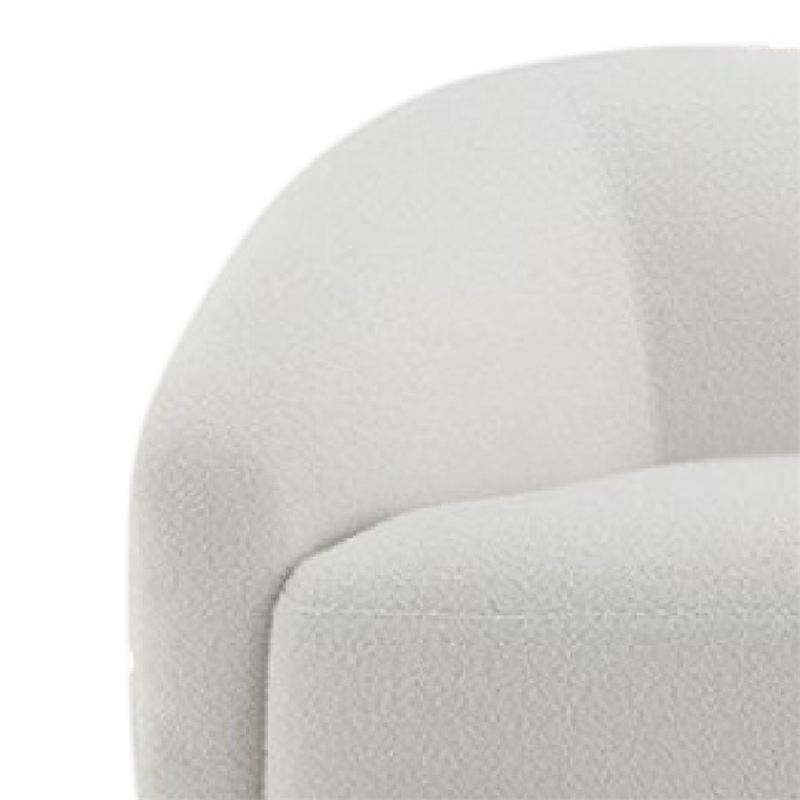 Benjara Oliver Accent Sofa Chair- Round Back Sloped Arms- Soft White Boucle