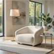 Benjara Oliver Accent Sofa Chair- Round Back Sloped Arms- Soft White Boucle