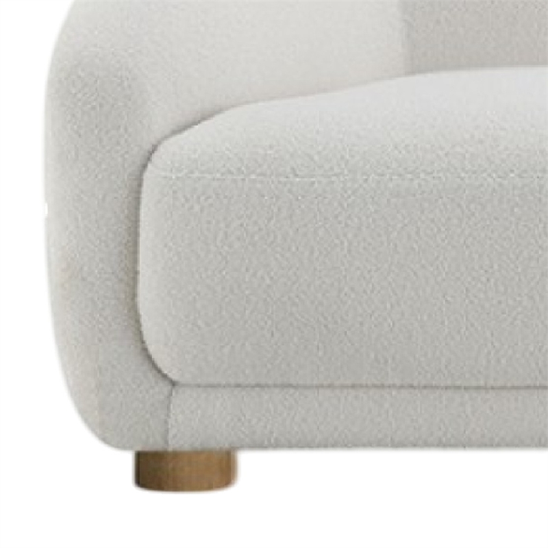 Benjara Oliver Accent Sofa Chair- Round Back Sloped Arms- Soft White Boucle