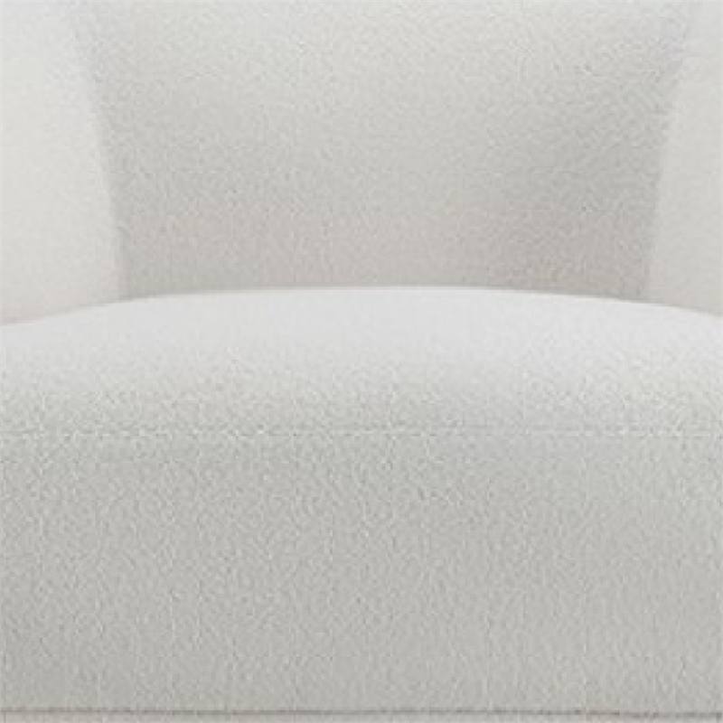 Benjara Oliver Accent Sofa Chair- Round Back Sloped Arms- Soft White Boucle