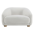 Benjara Oliver Accent Sofa Chair- Round Back Sloped Arms- Soft White Boucle
