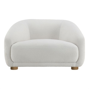 Benjara Oliver Accent Sofa Chair- Round Back Sloped Arms- Soft White Boucle