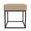 Benjara Kai Ottoman Footstool- Light Brown Woven Fabric- Black Metal- 22 Inch