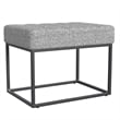 Benjara Kai Ottoman Footstool- Heather Gray Yarn Cream Boucle- Black- 22 Inch