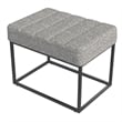 Benjara Kai Ottoman Footstool- Heather Gray Yarn Cream Boucle- Black- 22 Inch