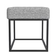 Benjara Kai Ottoman Footstool- Heather Gray Yarn Cream Boucle- Black- 22 Inch