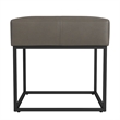 Benjara Kai Ottoman Footstool- Gray Faux Leather- Black Metal- 18