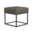 Benjara Kai Ottoman Footstool- Gray Faux Leather- Black Metal- 18