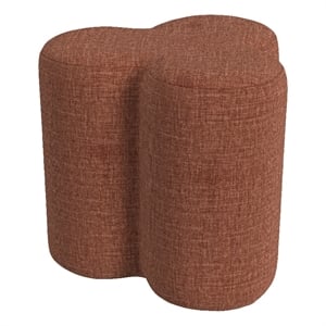 Benjara Ace Accent Ottoman with Clover Shape in Rust Orange Chenille- 18 Inch