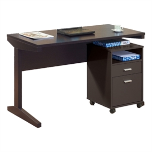 Benjara Desk w File Cabinet- 2 Storage Drawers- 47&quot Red Cocoa Brown