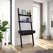 Benjara Tall Desk with Ladder Shelves- 1 Drawer 2 Shelves- 72 Inch- Brown Wood