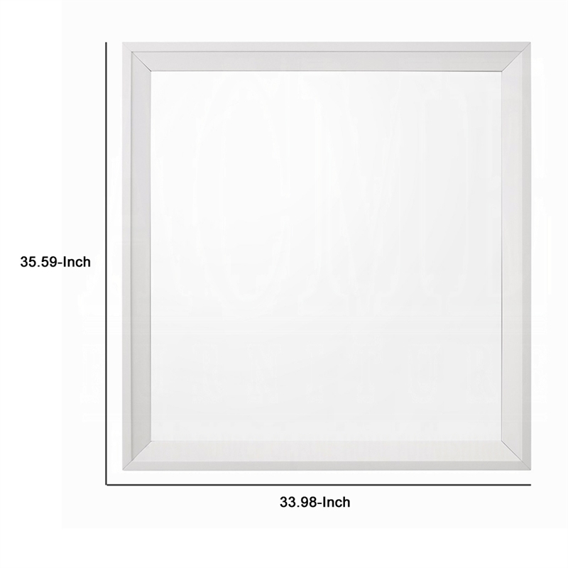 Benjara Siam Wall Mount Dresser Mirror- 34x36- Contemporary Style- White Wood