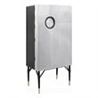 Benjara Wine Cabinet- Industrial Retro Chrome Metal- 65 Inch- Silver and Black