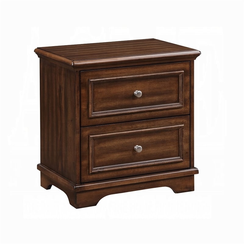 Benjara Fori 4 Piece Queen Size Bedroom Set- Brown- Nightstand Dresser Mirror