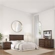 Benjara Fori 4 Piece Queen Size Bedroom Set- Brown- Nightstand Dresser Mirror