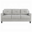 Benjara Royi Sofa- Track Armrest- 78 Inch- Gray Fabric Seat w Tufted Backrest