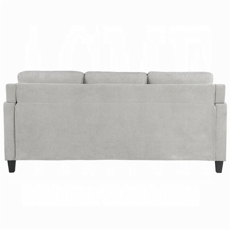 Benjara Royi Sofa- Track Armrest- 78 Inch- Gray Fabric Seat w Tufted Backrest