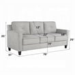 Benjara Royi Sofa- Track Armrest- 78 Inch- Gray Fabric Seat w Tufted Backrest