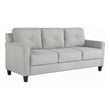 Benjara Royi Sofa- Track Armrest- 78 Inch- Gray Fabric Seat w Tufted Backrest
