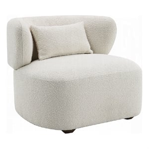 Benjara Remus Accent Oversize Chair- Beige Boucle- Round Curved Backrest