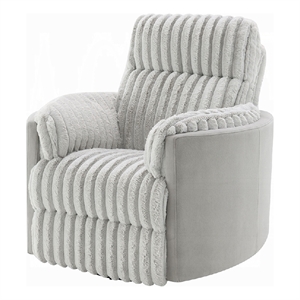Benjara Watsy Manual Glider Recliner Swivel Chair- Modern Gray Corduroy