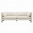 Benjara Kami Sofa- Slim Minimalist Pillow Armrests- Modern Ivory Linen 89 Inch