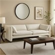 Benjara Kami Sofa- Slim Minimalist Pillow Armrests- Modern Ivory Linen 89 Inch