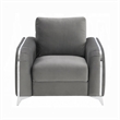 Benjara Wiena Accent Chair- Contemporary Chrome- Pleated Gray Velvet 79 Inch