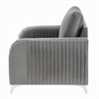 Benjara Wiena Accent Chair- Contemporary Chrome- Pleated Gray Velvet 79 Inch