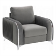 Benjara Wiena Accent Chair- Contemporary Chrome- Pleated Gray Velvet 79 Inch