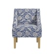 Benjara Yolu Accent Chair- Classic Floral Print- Blue and White Polyester