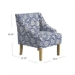 Benjara Yolu Accent Chair- Classic Floral Print- Blue and White Polyester