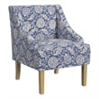 Benjara Yolu Accent Chair- Classic Floral Print- Blue and White Polyester
