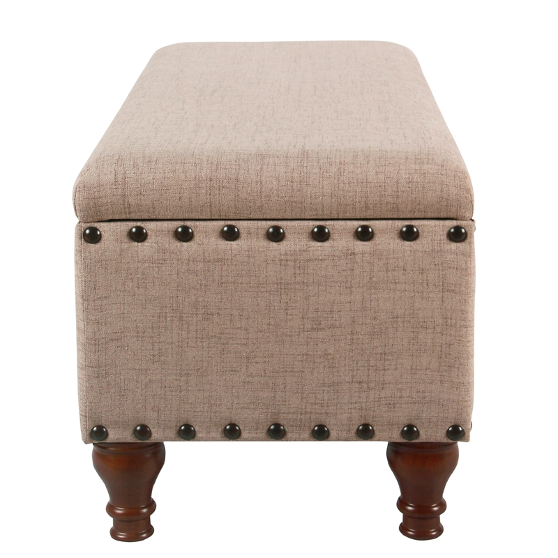 Benjara Ava Accent Bench- Storage Compartment- Nailhead Trim 42