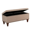Benjara Ava Accent Bench- Storage Compartment- Nailhead Trim 42