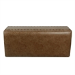 Benjara Ava Accent Storage Bench- Distressed Brown Faux Leather- 42 Inch