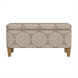 Benjara Ben Storage Bench Ottoman- Light Brown Medallion Design- 36 Inch