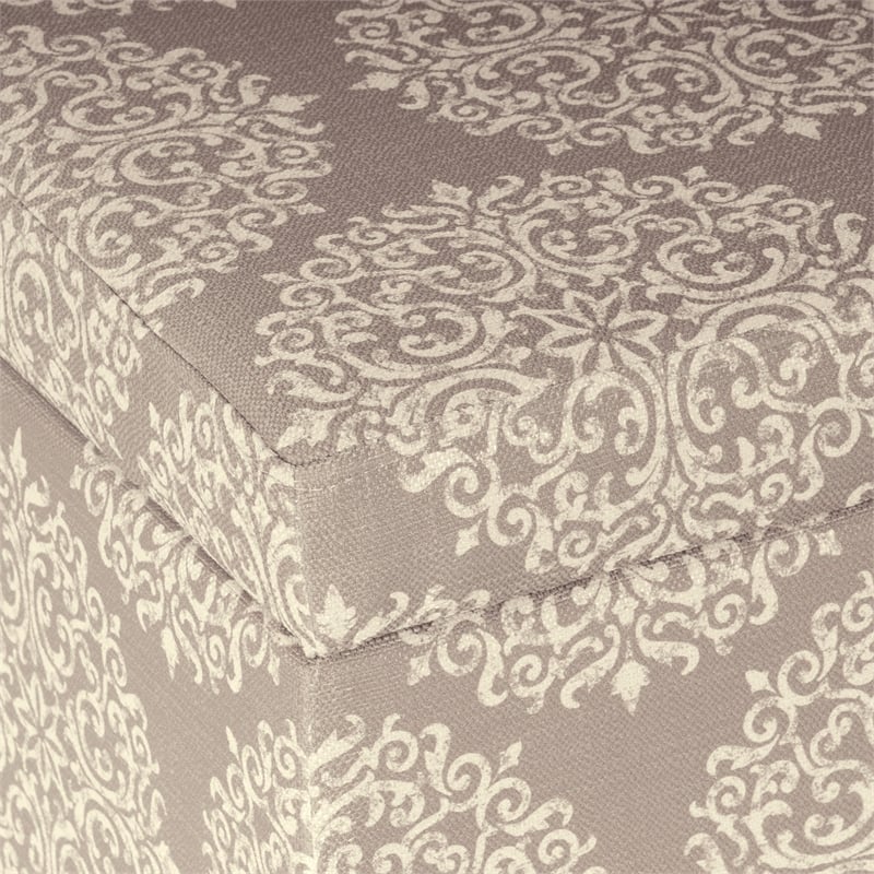 Benjara Ben Storage Bench Ottoman- Light Brown Medallion Design- 36 Inch