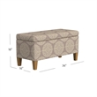 Benjara Ben Storage Bench Ottoman- Light Brown Medallion Design- 36 Inch