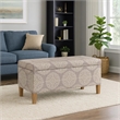 Benjara Ben Storage Bench Ottoman- Light Brown Medallion Design- 36 Inch
