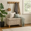 Benjara Ben Storage Bench Ottoman- Light Brown Medallion Design- 36 Inch
